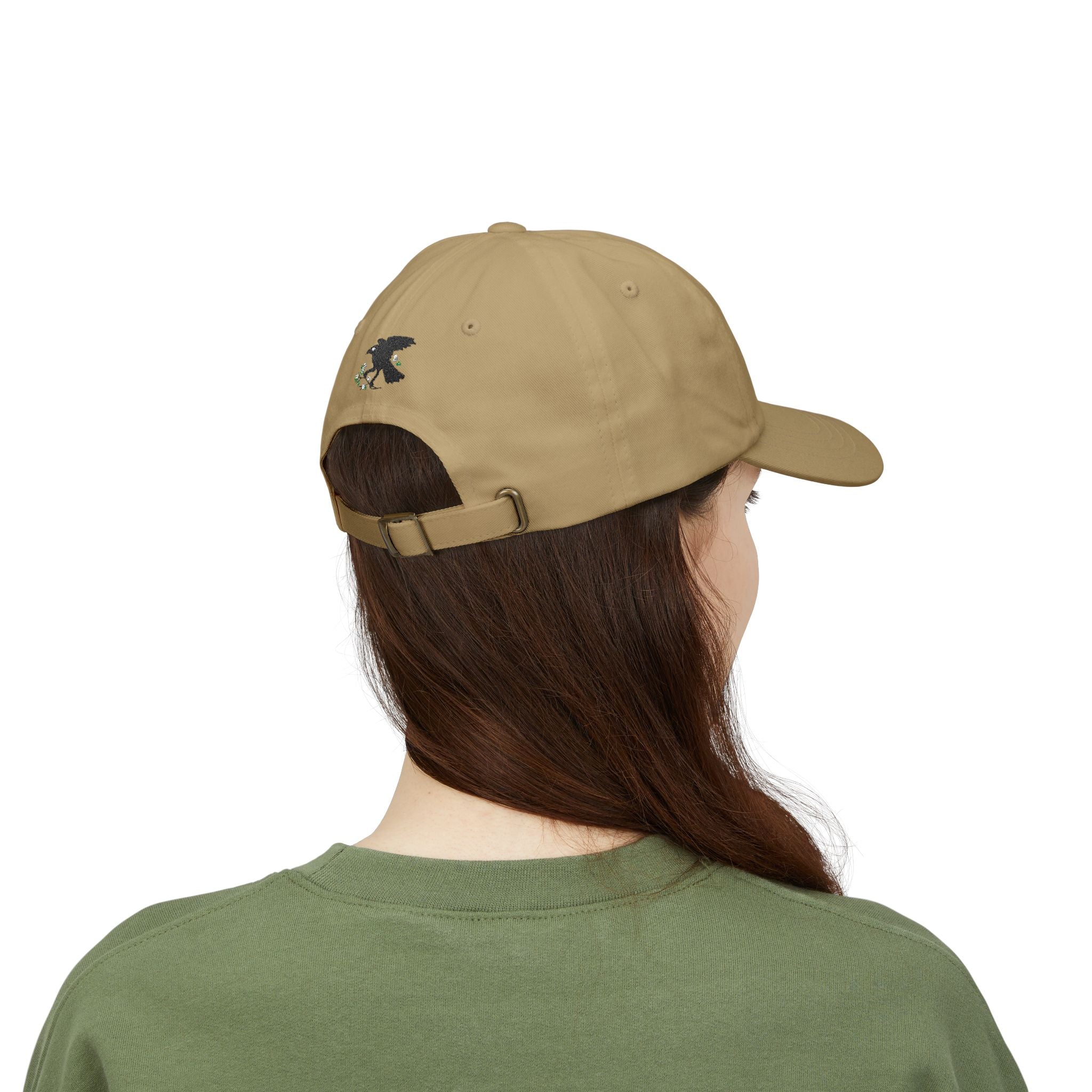 Vampire Babe Dad Cap Gothic Baseball Hat with Crow Accent